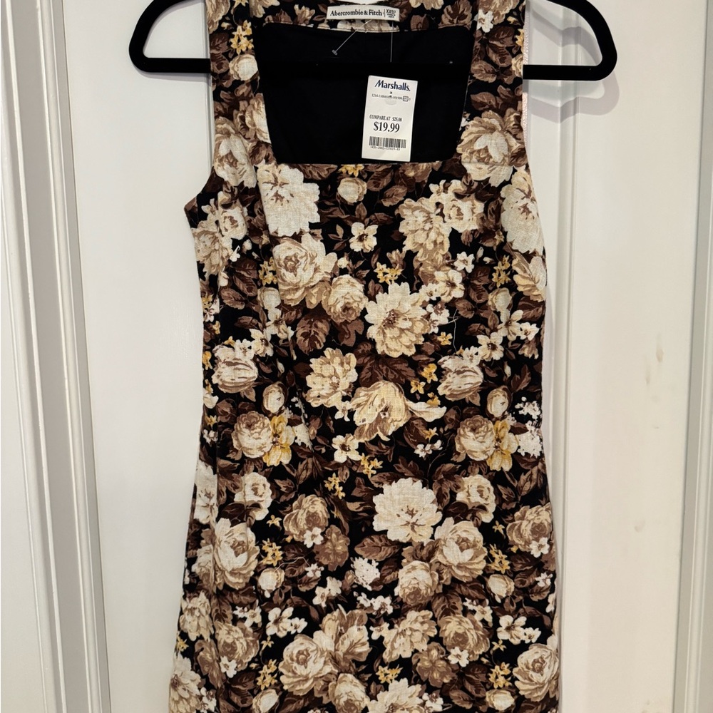 Abercrombie & Fitch Brown and Cream Floral Midi Dress